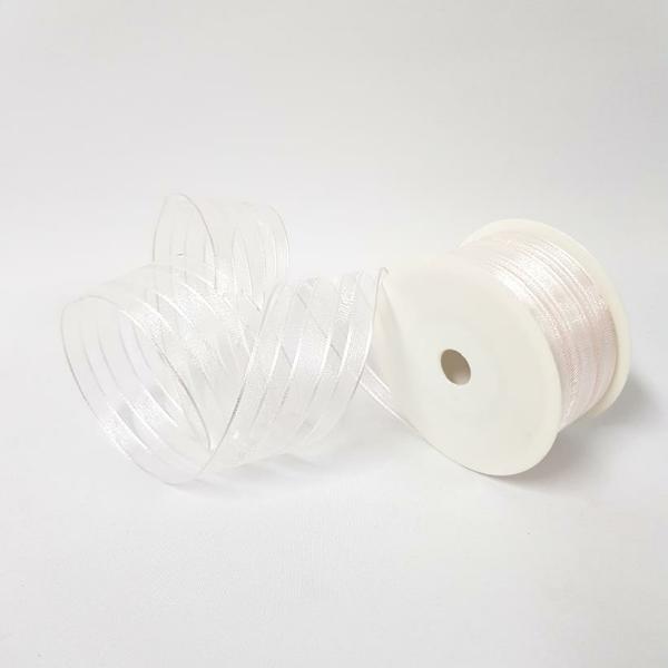 Assorted Ribbons | Stripes Sheer And Satin Wired Ribbon White Assorted Ribbons Assorted Ribbons