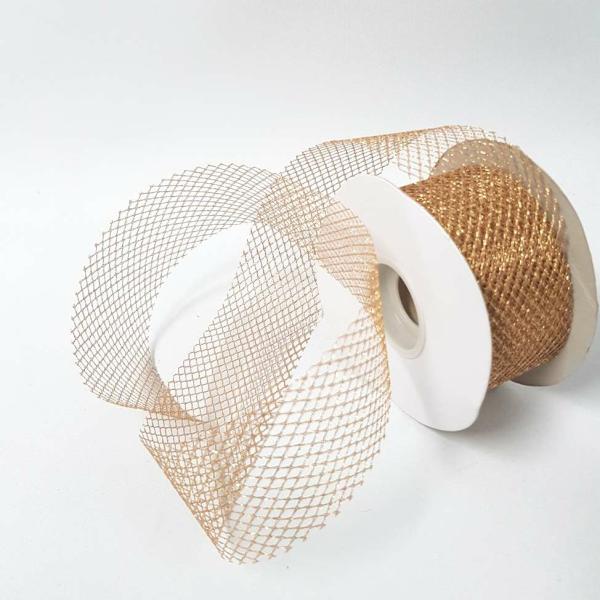 Metallic Ribbons | Glitter Mesh Ribbon 50Mm Gold Ribbons Metallic Ribbons