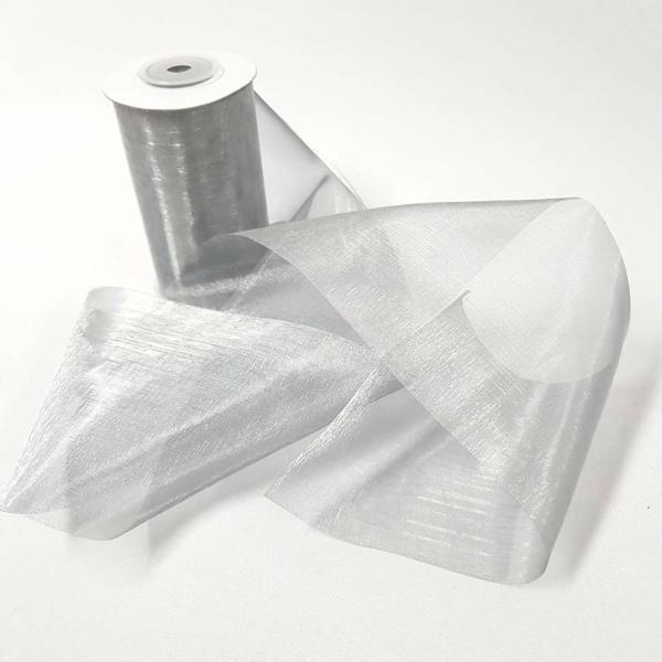 Organza Ribbon | Organza Ribbon 100Mm Silver Ribbons Organza Ribbon