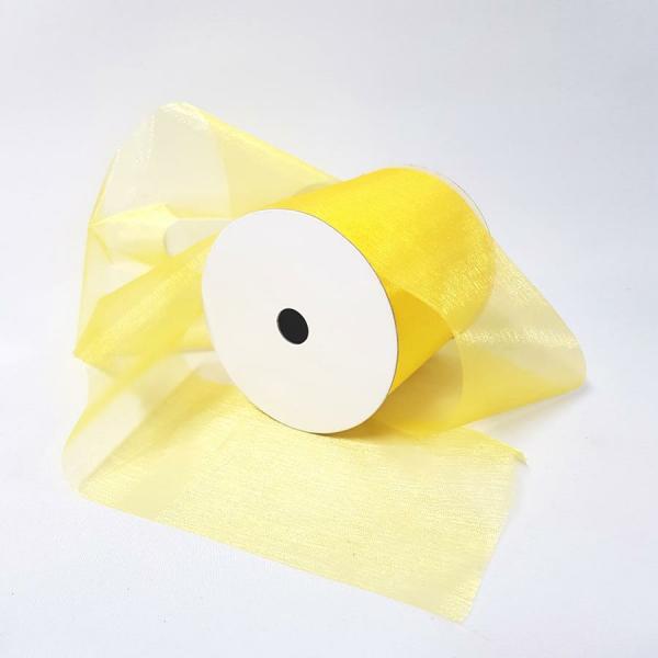 Organza Ribbon | Organza Ribbon 100Mm Yellow Organza Ribbon Organza Ribbon