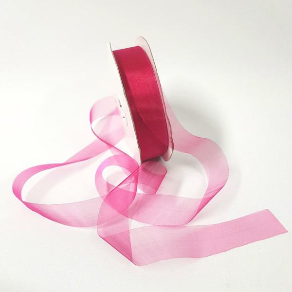 Organza Ribbon | Organza Ribbon 25Mm X 100M Hot Pink Organza Ribbon Organza Ribbon