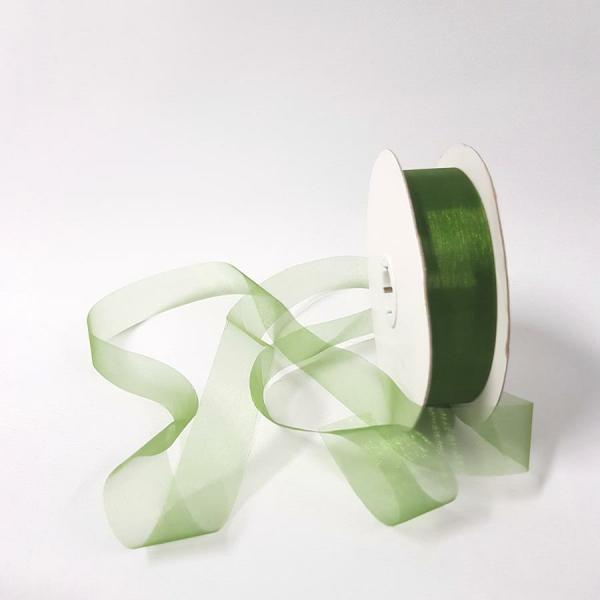 Organza Ribbon | Organza Ribbon 25Mm X 100M Olive Green Organza Ribbon Organza Ribbon