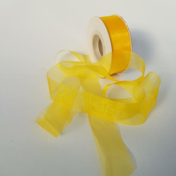 Organza Ribbon | Organza Ribbon 25Mm Yellow Organza Ribbon Organza Ribbon