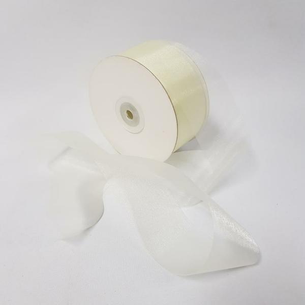 Organza Ribbon | Organza Ribbon 50Mm Egg Shell Organza Ribbon Organza Ribbon