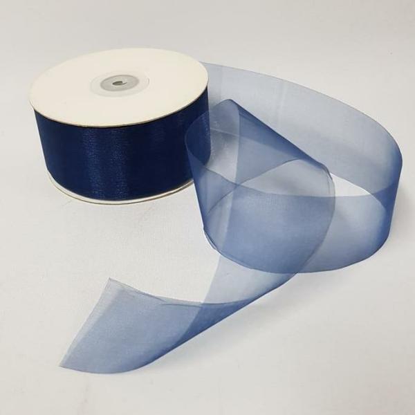 Organza Ribbon | Organza Ribbon 50Mm Navy Blue Organza Ribbon Organza Ribbon