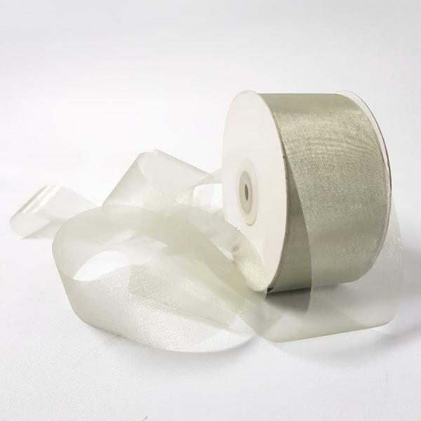 Organza Ribbon | Organza Ribbon 50Mm Steel Beige Organza Ribbon Organza Ribbon