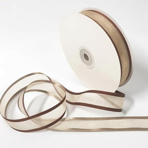 Organza Ribbon | Organza Ribbon Two Toned 22Mm Brown/Toffee Organza Ribbon Organza Ribbon