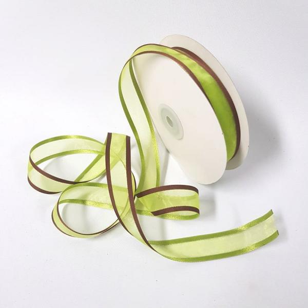 Organza Ribbon | Organza Ribbon Two Toned 22Mm Green/Brown Organza Ribbon Organza Ribbon