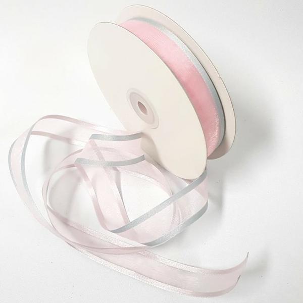 Organza Ribbon | Organza Ribbon Two Toned 22Mm Pink/Grey Organza Ribbon Organza Ribbon