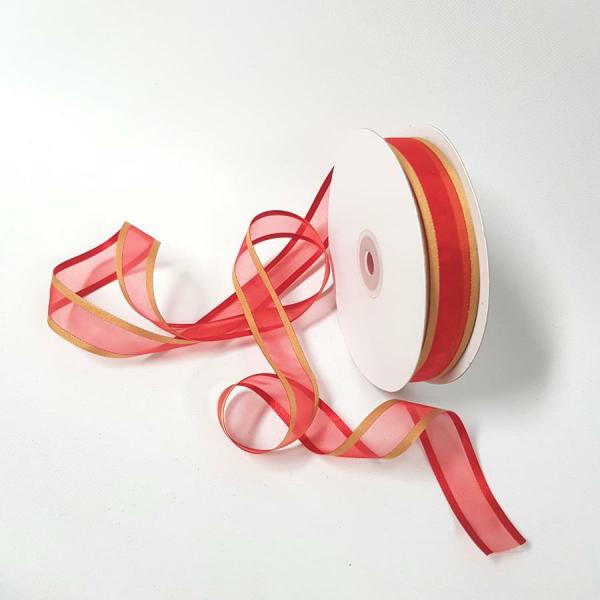 Organza Ribbon | Organza Ribbon Two Toned 22Mm Red/Gold Organza Ribbon Organza Ribbon