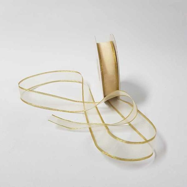 Organza Ribbon | Sheer Organza Ribbon 22Mm Gold/Cream Organza Ribbon Organza Ribbon