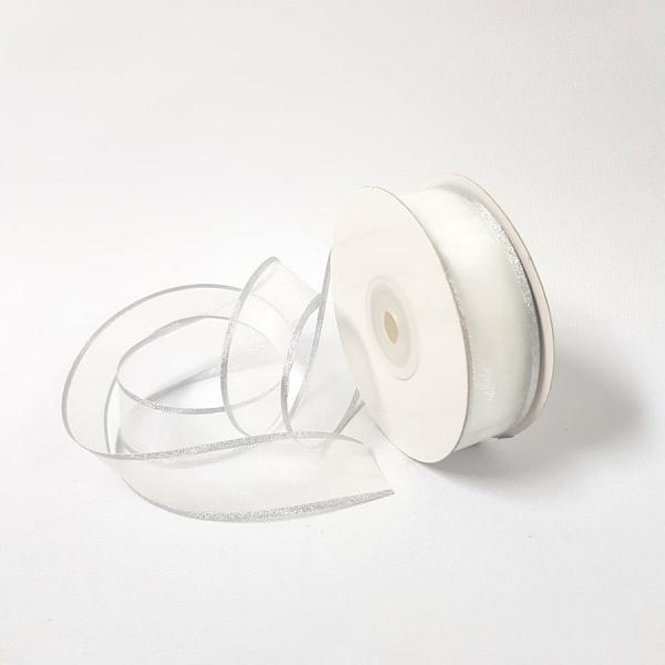 Organza Ribbon | Sheer Organza Ribbon 22Mm Silver/White Organza Ribbon Organza Ribbon