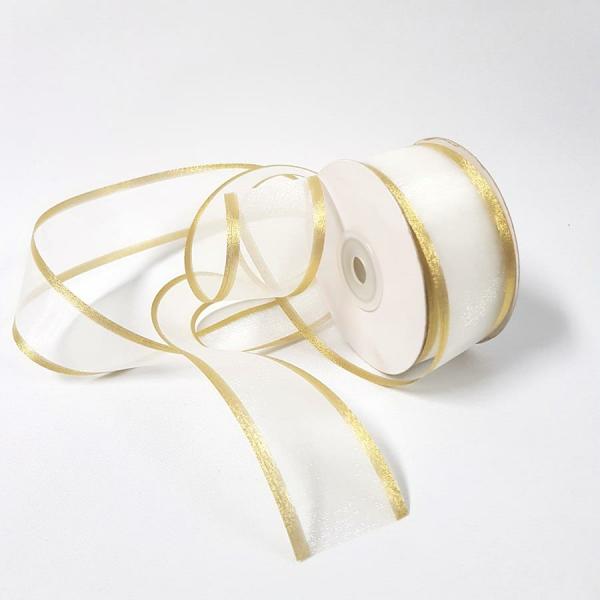 Organza Ribbon | Sheer Organza Ribbon 38Mm Gold White Organza Ribbon Organza Ribbon