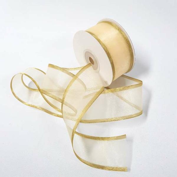 Organza Ribbon | Sheer Organza Ribbon 38Mm Gold/Cream Organza Ribbon Organza Ribbon