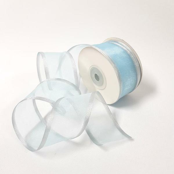 Organza Ribbon | Sheer Organza Ribbon 38Mm Silver/Baby Blue Organza Ribbon Organza Ribbon