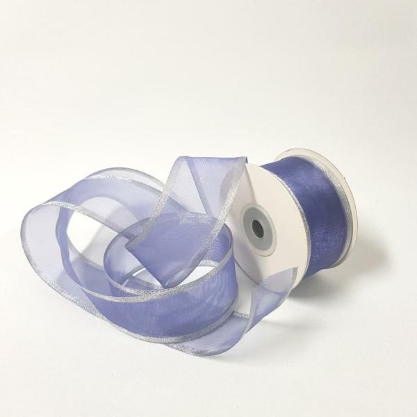 Organza Ribbon | Sheer Organza Ribbon 38Mm Silver/Lavender Organza Ribbon Organza Ribbon