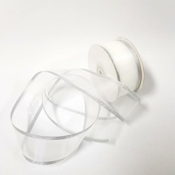 Organza Ribbon | Sheer Organza Ribbon 38Mm Silver/White Organza Ribbon Organza Ribbon