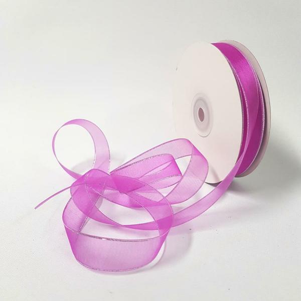 Ribbons Silver Thread | Organza Ribbon Silver Edge 15Mm Hot Pink Ribbons Ribbons Silver Thread