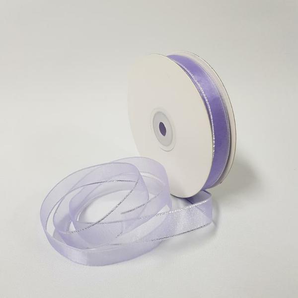 Ribbons Silver Thread | Organza Ribbon Silver Edge 15Mm Lilac Ribbons Ribbons Silver Thread