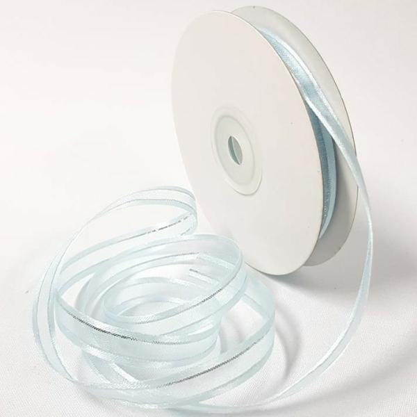 Ribbons Silver Thread | Organza Satin Edge Ribbon Silver Thread 10Mm Baby Blue Ribbons Ribbons Silver Thread