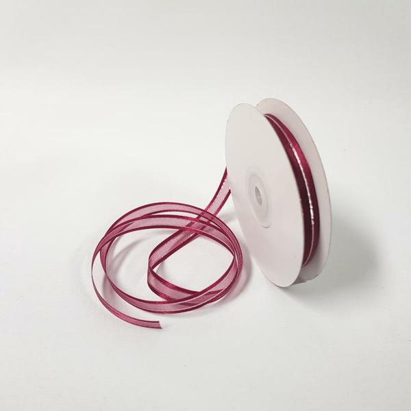 Ribbons Silver Thread | Organza Satin Edge Ribbon Silver Thread 10Mm Burgundy Ribbons Ribbons Silver Thread