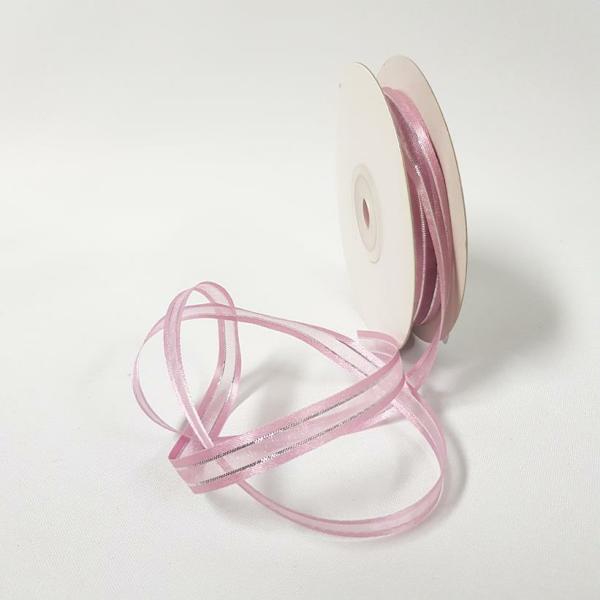 Ribbons Silver Thread | Organza Satin Edge Ribbon Silver Thread 10Mm Dust Pink Ribbons Ribbons Silver Thread