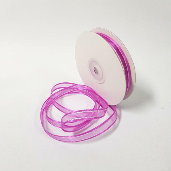 Ribbons Silver Thread | Organza Satin Edge Ribbon Silver Thread 10Mm Fuchsia Ribbons Ribbons Silver Thread