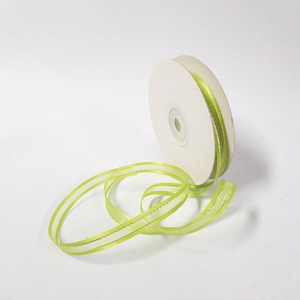 Ribbons Silver Thread | Organza Satin Edge Ribbon Silver Thread 10Mm Kiwi Ribbons Ribbons Silver Thread