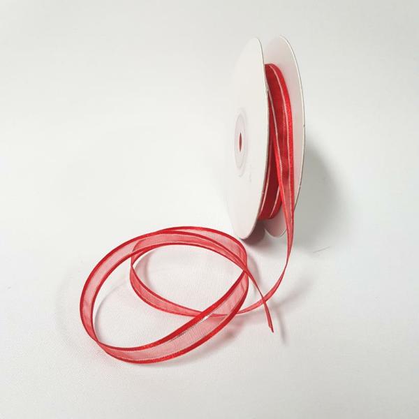 Ribbons Silver Thread | Organza Satin Edge Ribbon Silver Thread 10Mm Red Ribbons Ribbons Silver Thread