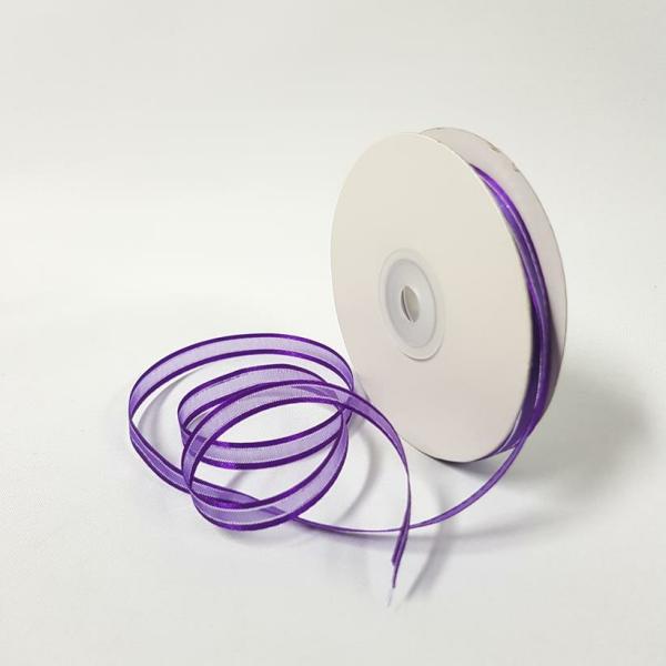 Ribbons Silver Thread | Organza Satin Edge Ribbon Silver Thread 10Mm Regal Purple Ribbons Ribbons Silver Thread