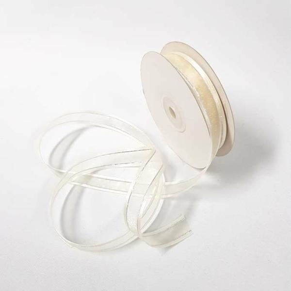 Ribbons Silver Thread | Organza Satin Edge Ribbon Silver Thread 15Mm Cream Ribbons Ribbons Silver Thread