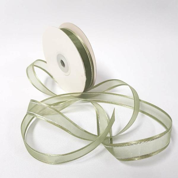 Ribbons Silver Thread | Organza Satin Edge Ribbon Silver Thread 15Mm Old Willow Ribbons Ribbons Silver Thread