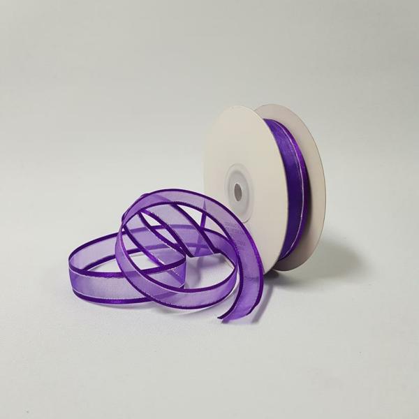 Ribbons Silver Thread | Organza Satin Edge Ribbon Silver Thread 15Mm Regal Purple Ribbons Ribbons Silver Thread