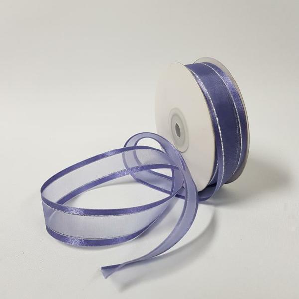 Ribbons Silver Thread | Organza Satin Edge Ribbon Silver Thread 22Mm Lavender Ribbons Ribbons Silver Thread