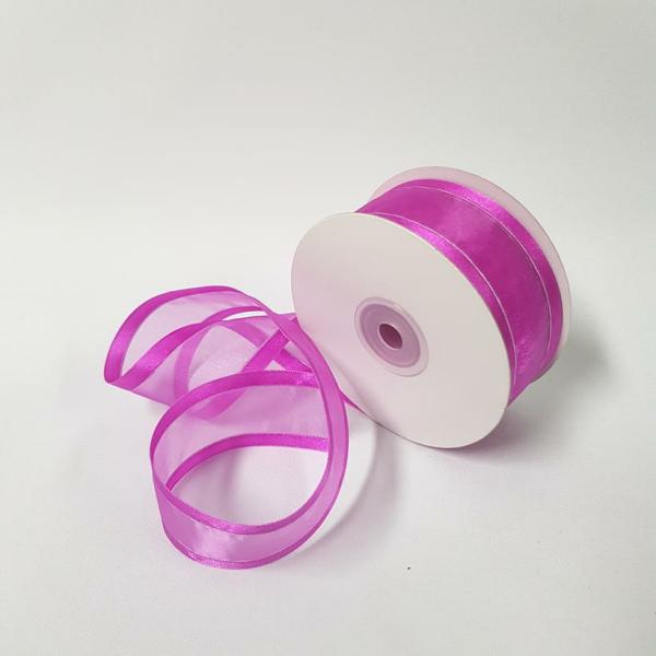 Ribbons Silver Thread | Organza Satin Edge Ribbon Silver Thread 38Mm Fuchsia Ribbons Ribbons Silver Thread