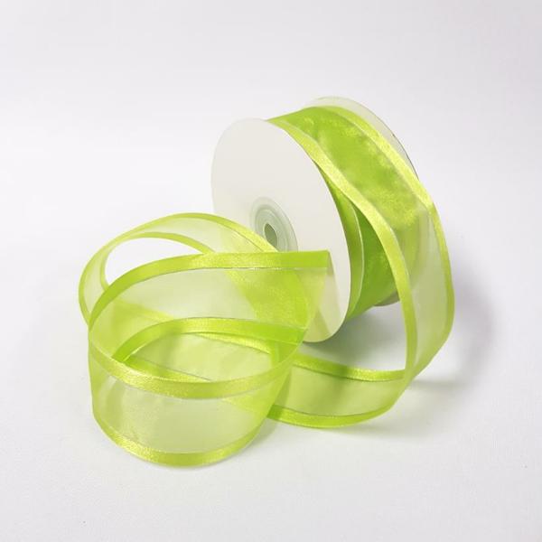 Ribbons Silver Thread | Organza Satin Edge Ribbon Silver Thread 38Mm Kiwi Ribbons Ribbons Silver Thread