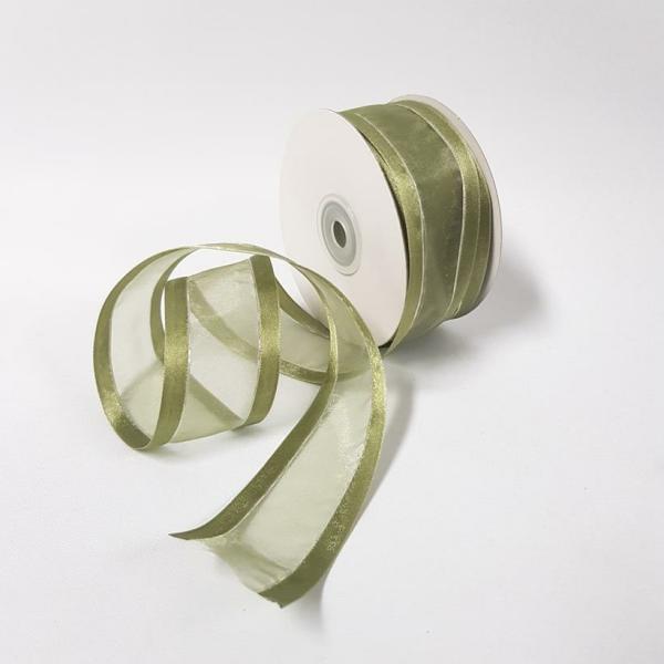 Ribbons Silver Thread | Organza Satin Edge Ribbon Silver Thread 38Mm Old Willow Ribbons Ribbons Silver Thread