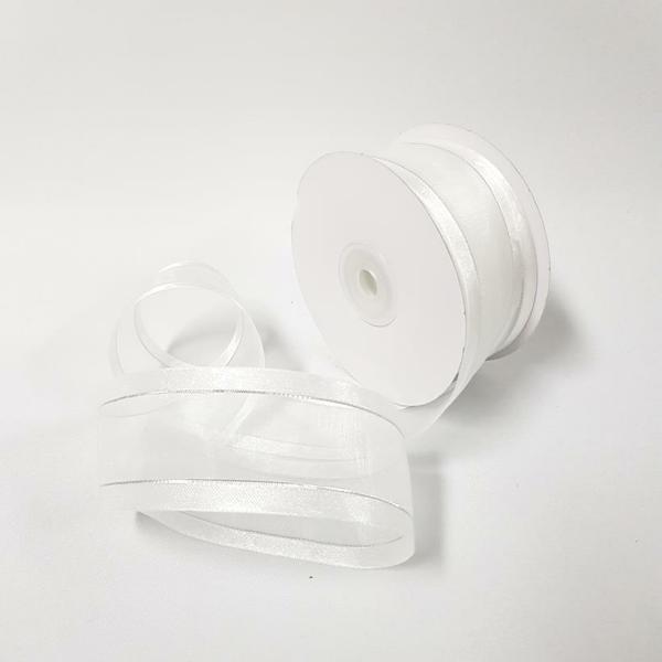 Ribbons Silver Thread | Organza Satin Edge Ribbon Silver Thread 38Mm White Ribbons Ribbons Silver Thread