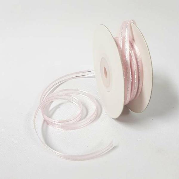 Ribbons Silver Thread | Organza Satin Edge Ribbon Silver Thread 6Mm Baby Pink Ribbons Ribbons Silver Thread