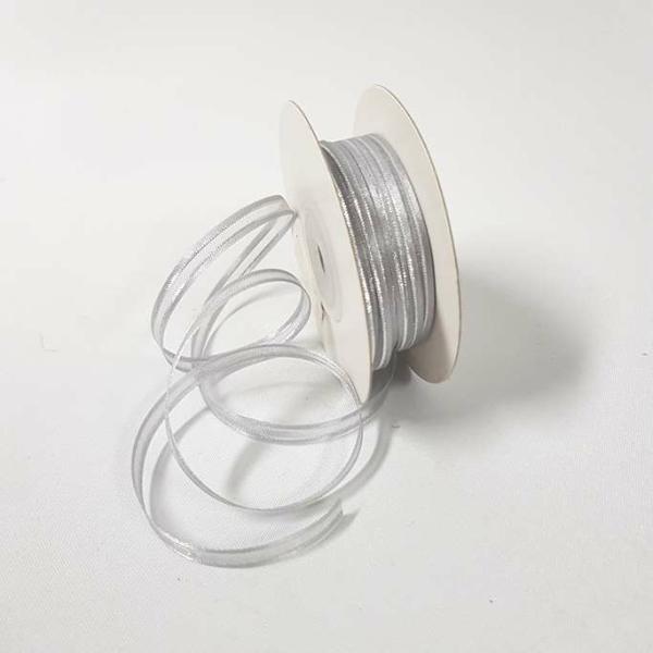 Ribbons Silver Thread | Organza Satin Edge Ribbon Silver Thread 6Mm Silver Ribbons Ribbons Silver Thread