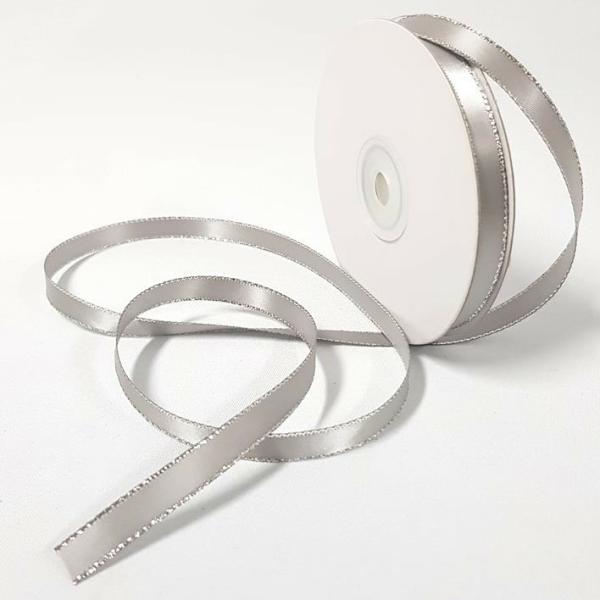 Ribbons Silver Thread | Satin Double Sided Silver Edge 10Mm Silver Ribbons Ribbons Silver Thread