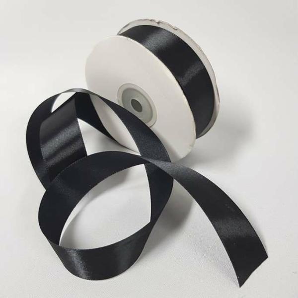 Satin Ribbon | Satin Ribbon Single Sided 25Mm Black Ribbons Satin Ribbon