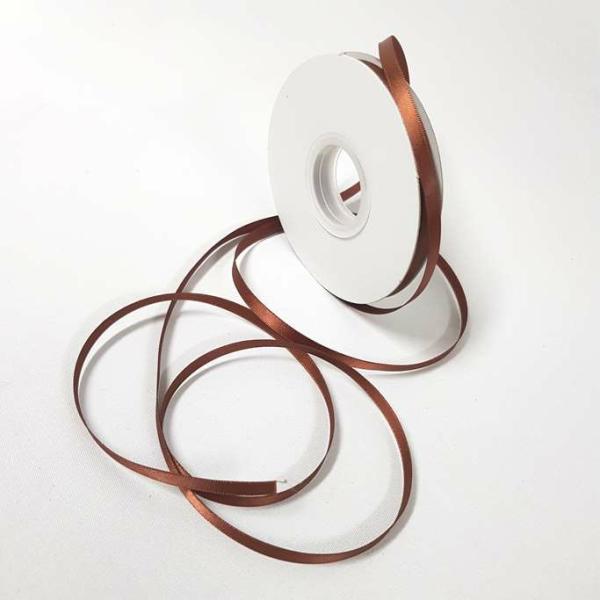 Satin Ribbon | Satin Ribbon Single Sided 6Mm Brown Ribbons Satin Ribbon