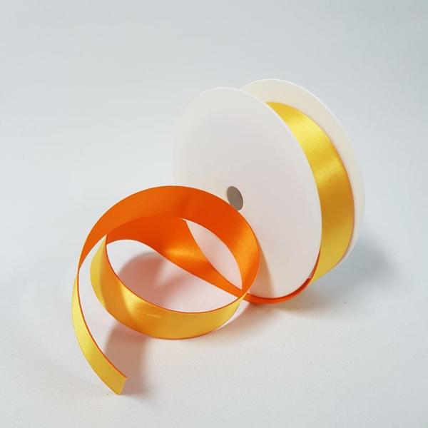 Satin Ribbon | Satin Ribbon Two Toned 25Mm Yellow Orange Ribbons Satin Ribbon