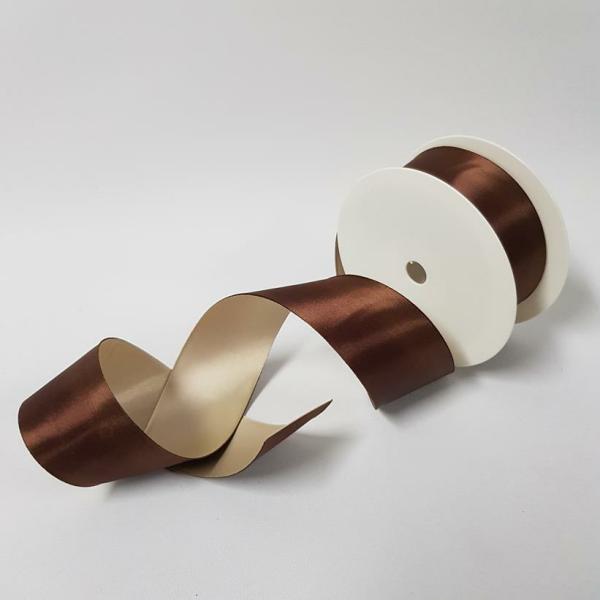 Satin Ribbon | Satin Ribbon Two Toned 40Mm Brown/Bone Ribbons Satin Ribbon