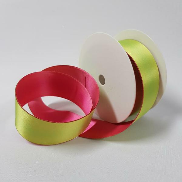 Satin Ribbon | Satin Ribbon Two Toned 40Mm Lime/Hot Pink Ribbons Satin Ribbon