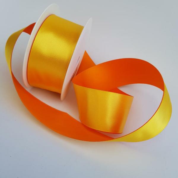 Satin Ribbon | Satin Ribbon Two Toned 40Mm Yellow/Orange Ribbons Satin Ribbon