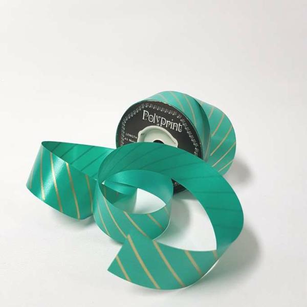 Tear Ribbon | Tear-Curl Ribbon Aslant Stripe Green 33Mm Ribbons Tear Ribbon