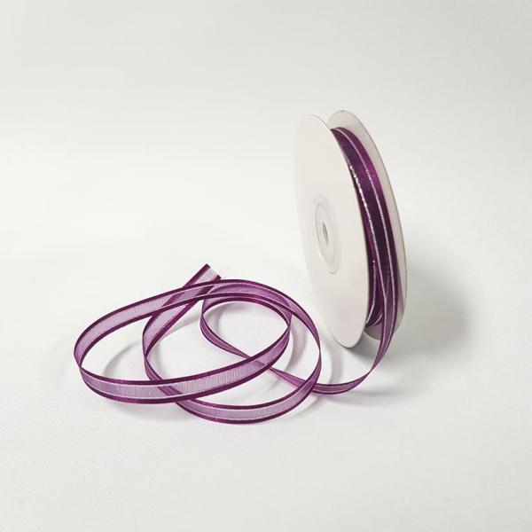 Ribbons Silver Thread | Organza Satin Edge Ribbon Silver Thread 10Mm Plum Ribbons Ribbons Silver Thread