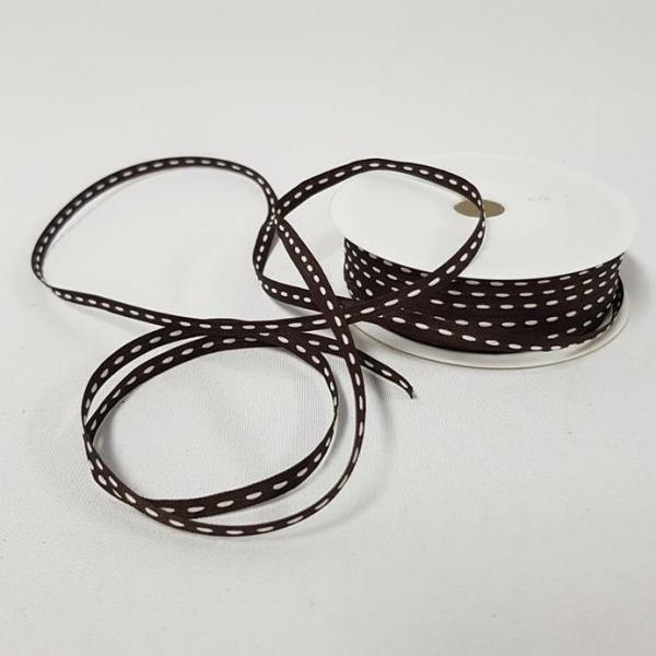 Saddle Stitch Ribbons | Grosgrain Centre Stitch 4Mm Brown Ribbons Saddle Stitch Ribbons